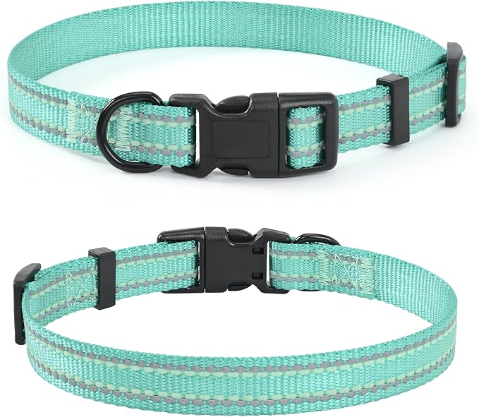 Mile High Life Reflective Dog Collar, Basic Dog Collars Adjustable Quick Release, Soft Nylon Pet
