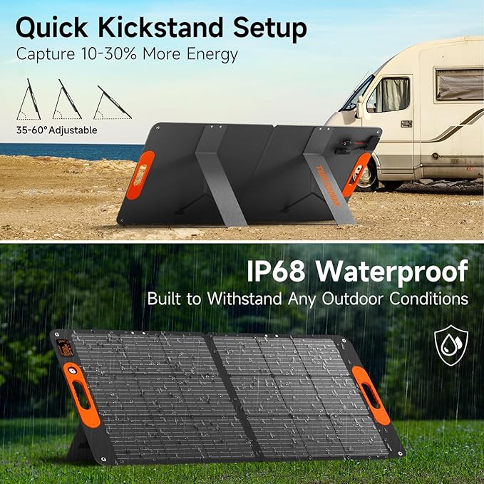 110W Portable Solar Panel for Jackery/EF/Bluetti/Anker/Goal Zero Power Station, IP68 Waterproof