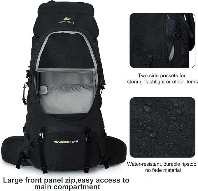 N NEVO RHINO Internal Frame Hiking Backpack 50/60/65/70/80L, Mountain Climbing Camping Backpack