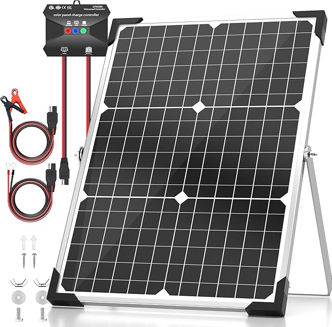 Solar Panel Kit 30W 12V, Solar Battery Trickle Charger Maintainer, Waterproof Solar Panel + Upgrade