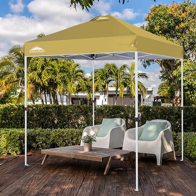 EAGLE PEAK Pop Up Canopy Tent with Wheeled Carry Bag, 8 Stakes, 4 Ropes, Easy Set Up Tent Canopy