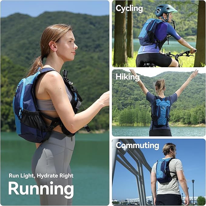 MARCHWAY Lightweight Hydration Backpack with Vest Style Straps & 2.5L TPU Water Bladder, Versatile