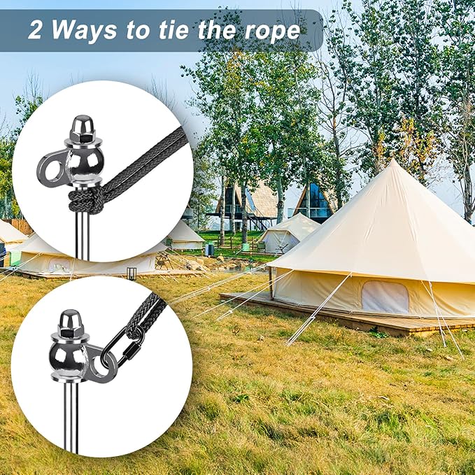 4 Pack Tent Stakes, 16 Inch Heavy Duty Ground Anchors, Full Welding, Easy to Screw in and Reusable
