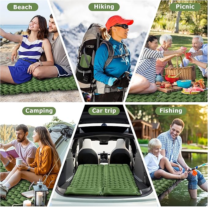 Sleeping Pad for Camping, Ultralight Inflatable Sleeping Mat with Pillow Built in Foot Pump