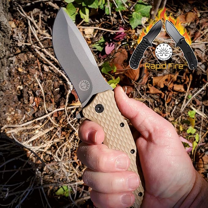 Off-Grid Knives - Rapid Fire Coyote, Large Assisted EDC, Hard Use Construction, Camping and