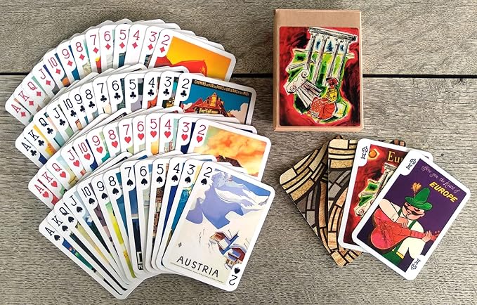 Europe Travel Playing Cards (Poker Deck 54 Cards All Different) Vintage European Travel Posters