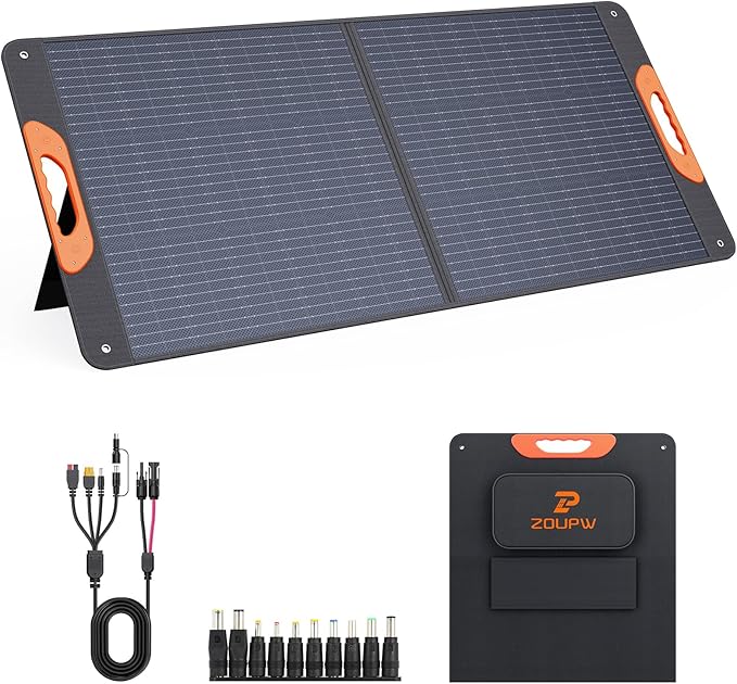 110 Watt Portable Solar Panel,Road Trip Essentials,18.6V Foldable Solar Panel Charger for Power