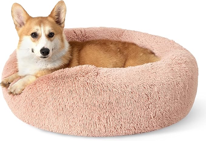 Bedsure Calming Dog Bed for Medium Dogs - Donut Washable Medium Pet Bed, 30 inches Anti-Slip Round