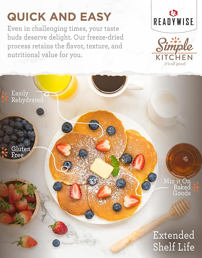 Simple Kitchen Homestyle Pancake Mix ??20 Servings for Family Meal Prep, Gluten Free & Freeze Dried