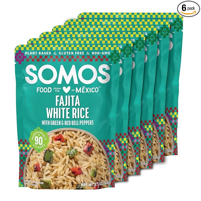 SOMOS Fajita White Rice - Gluten Free, Vegan, Non-GMO & Microwavable - Authentic Mexican Flavor