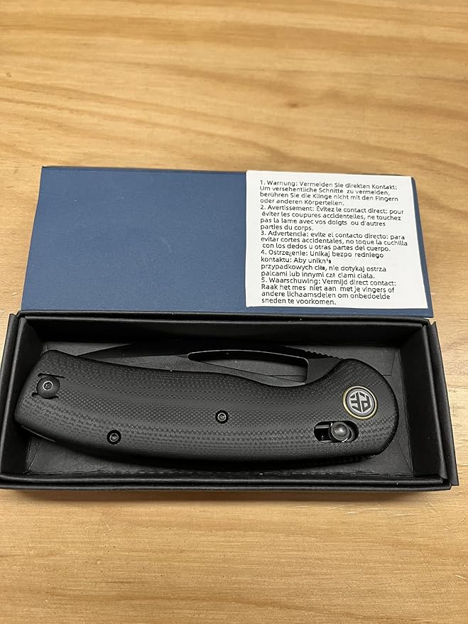 Petrified fish PFP13 Viper Folding Knife,3.5" K110 Steel Black Stonewashed Blade G10 Handle Pocket