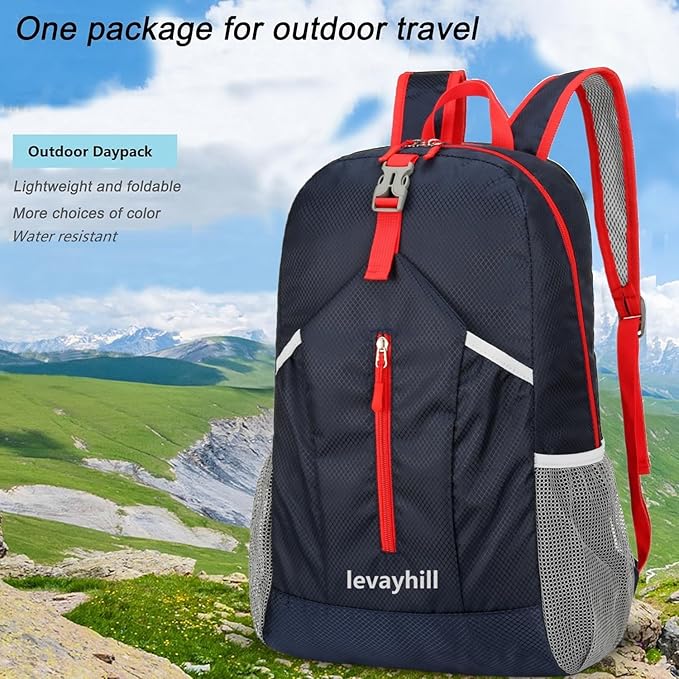 25L Foldable Hiking Backpack Lightweight Packable Basic-Daypack Collapsible Bag Water-Resistant