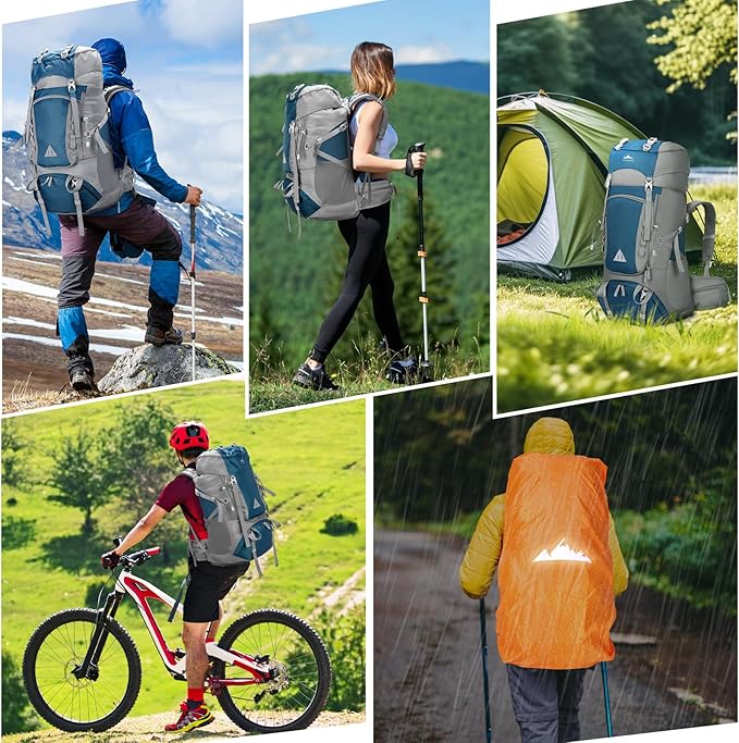 IGOLUMON 60L Hiking Backpack Waterproof Camping Backpack with Rain Cover Large Lightweight