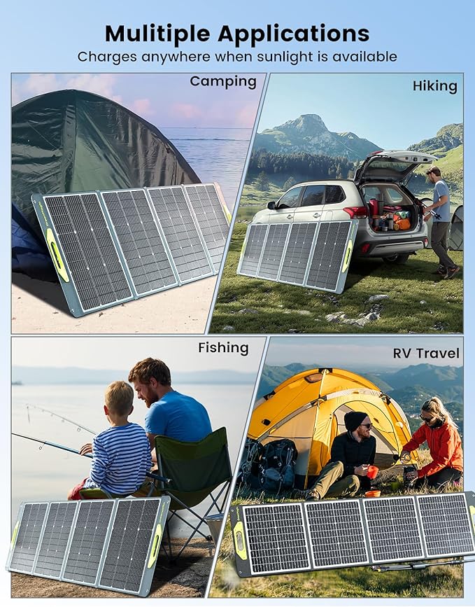 400W Portable Solar Panel, Greenmagic 400W 39V Foldable Portable Solar Panel Charger, with Output