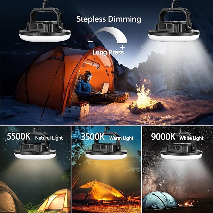 VAVOFO 4000LM 15,000mAh LED Camping Lantern Rechargeable, 3 Lighting Modes, 180LEDs ,Portable Tent