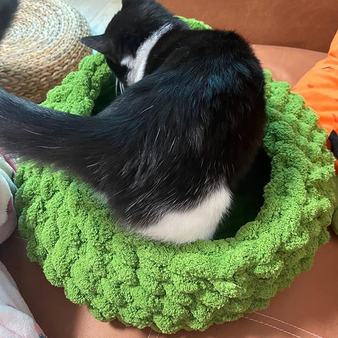 Cat Nest Bed ??Premium Handwoven Washable Extra Soft Round Cave House for Indoor Kitten & Kitty