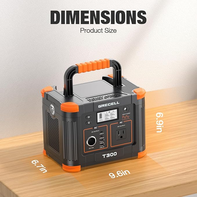 GRECELL 300W Portable Power Station 230.88Wh Solar Generator with USBC PD 60W, 110V Outlet Perfect