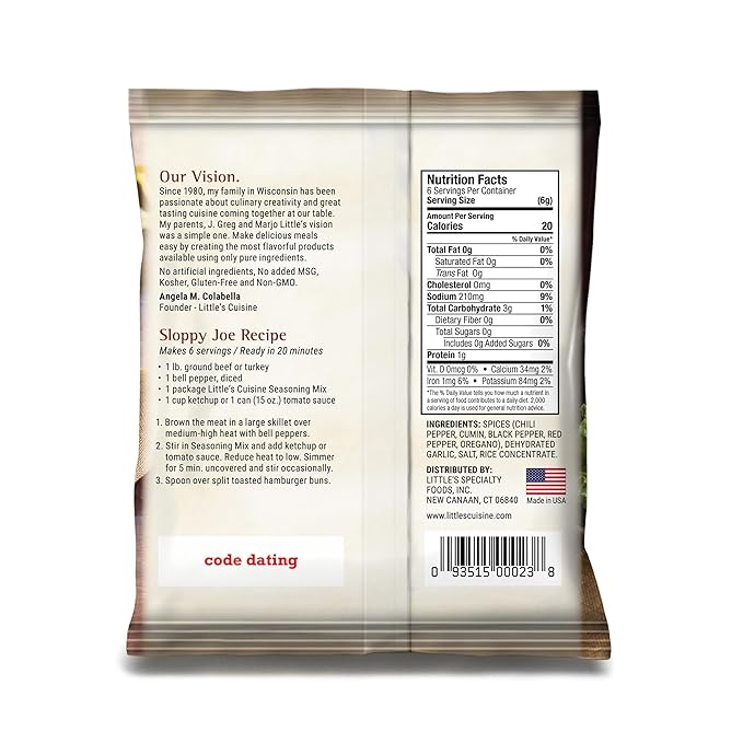 Little's Cuisine Sloppy Joe Seasoning Mix | Non-GMO, Sugar-Free, Kosher, Gluten-Free (Case of 4)