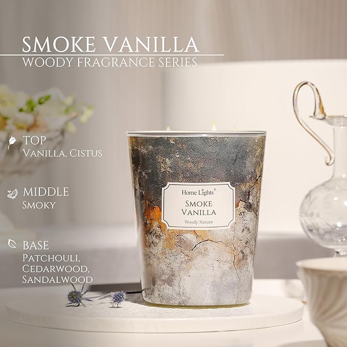 HomeLights Large jar Candle | 3-Wick Long-Lasting Scented Candles, 34oz Natural Soy Wax Candle for