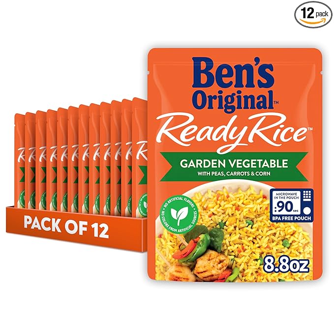 BEN'S ORIGINAL Ready Rice Garden Vegetable Flavored Rice, Easy Dinner Side, 8.8 oz Pouch (Pack of
