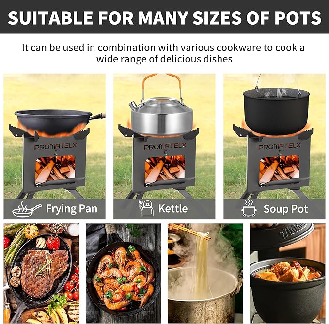Portable Tripod Camping Stove,Wood-Burning Rocket Stove with Carry Bag, Ideal for Camping, Backyard