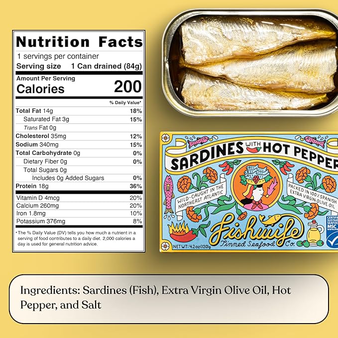 Fishwife Spicy Hot Trio (FBJ Salmon, Mackerel, Sardines with Hot Pepper) 3-Pack | Gluten Free, High
