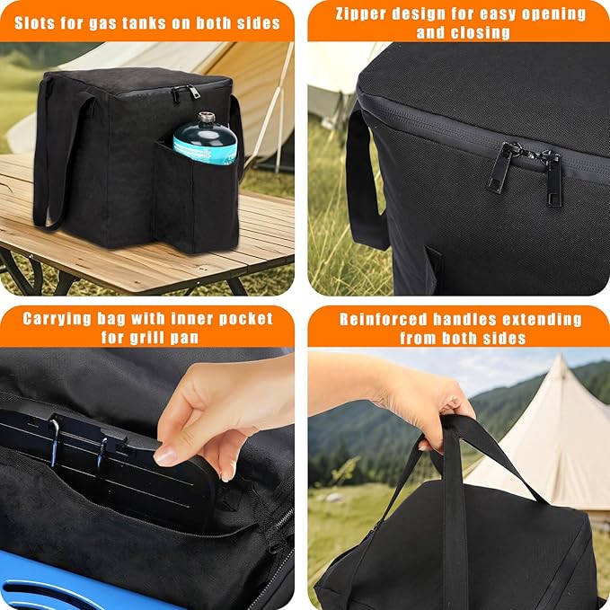 Portable 2 Burner Camping Stove Set with Cookware, Outdoor Cooking Kit Includes Outdoor Folding Gas