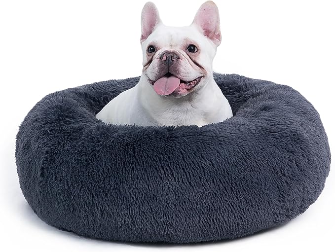 Bedsure Calming Dog Bed for Medium Large Dogs - Donut Washable Large Pet Bed, 33 inches Anti-Slip