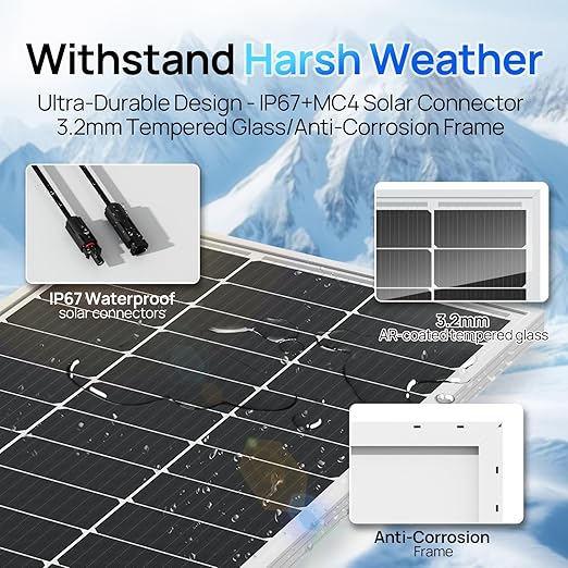 ECO-WORTHY 2pcs 100 Watt Solar Panels Monocrystalline Solar Panel for 12V/24V Battery RV Marine