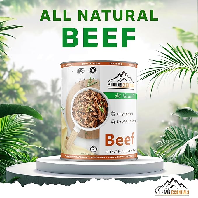 MOUNTAIN ESSENTIALS All Natural Canned Beef 28 Oz ??Fully Cooked, Ready to Eat, Gluten Free