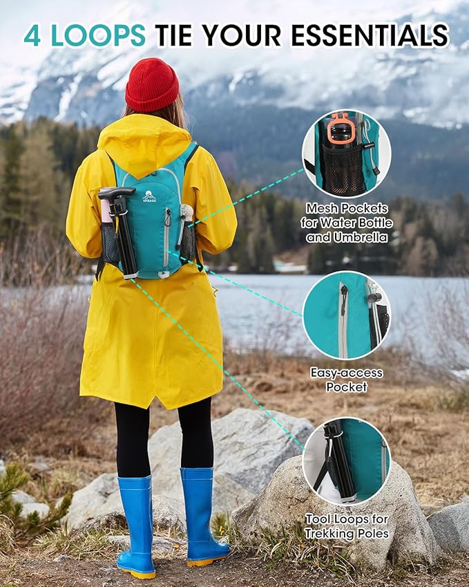 Small Hiking Backpack with Front Phone Holder, Packable Back pack with Chest and Waist Strap
