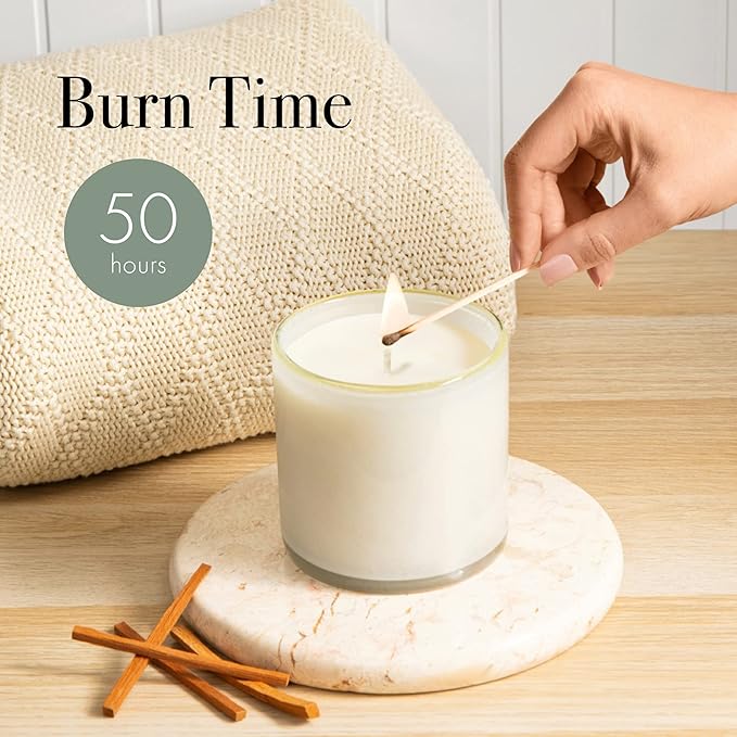 LAFCO New York Classic Candle, Feu de Bois - 6.5 oz - 50-Hour Burn Time - Reusable, Hand Blown