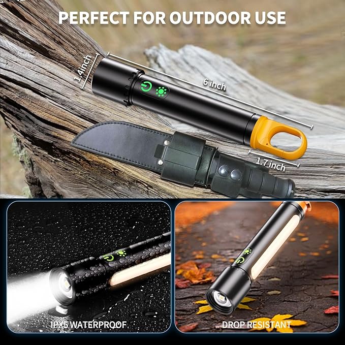 Rechargeable Magnetic Flashlights, LED High Lumens Flashlight Super Bright with 9 Modes, Waterproof