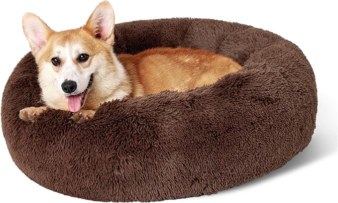 Bedsure Calming Dog Bed for Medium Large Dogs - Donut Washable Large Pet Bed, 33 inches Anti-Slip