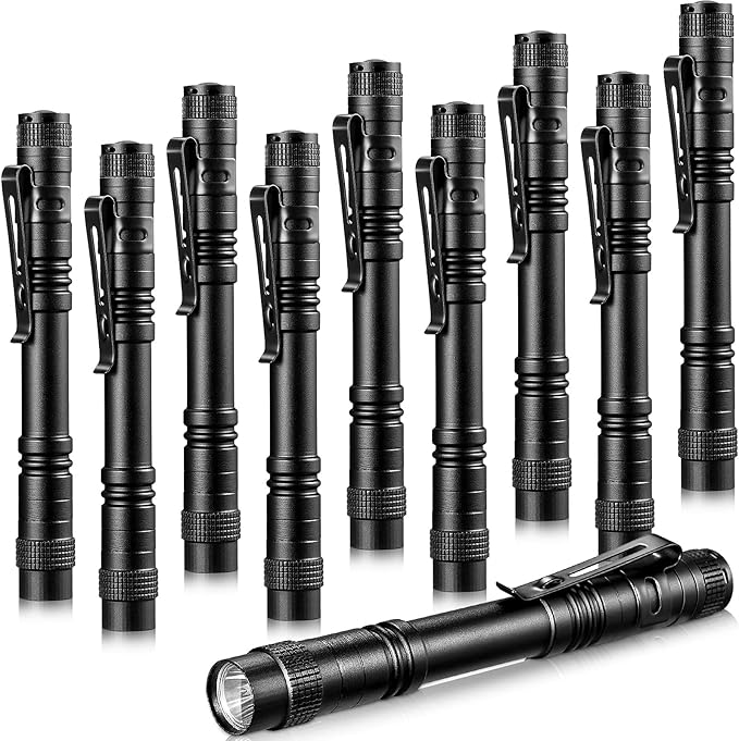 Honoson 10 Pieces Mini Pen Light Flashlight Small LED Pen Light Aluminum Pocket Flashlight with