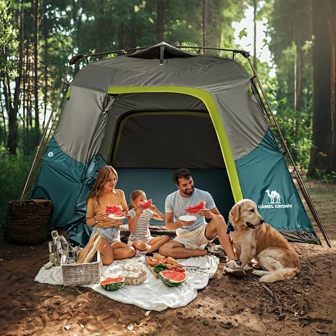 CAMEL CROWN Instant Tents for Camping 4-6 Person Tent Waterproof Easy Setup Sets Up in 60 Seconds