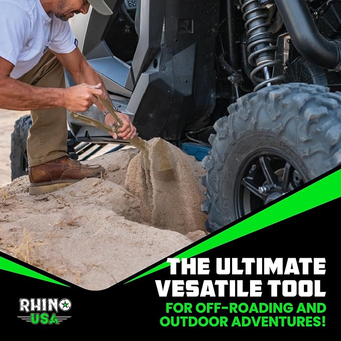 RHINO USA Folding Survival Shovel w/Pick - Heavy Duty Carbon Steel Military Style Entrenching Tool