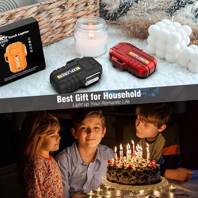 Waterproof Butane Torch Lighter Refillable Windproof Jet Flame Lighters for Fireplace Fireworks
