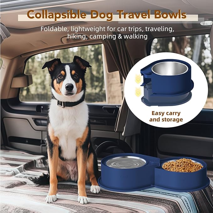 Stainless Steel Dog Bowl Set, 304 Metal Dual Food & Water Bowls for Dogs & Cats, Large Capacity Pet