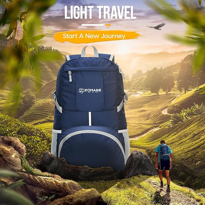 ZOMAKE Lightweight Packable Backpack 35L, Light Foldable Backpacks Water Resistant Collapsible
