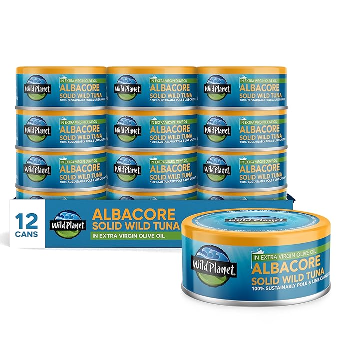 Wild Planet Albacore Wild Tuna in Extra Virgin Olive Oil, Canned Tuna, Sustainably Wild-Caught