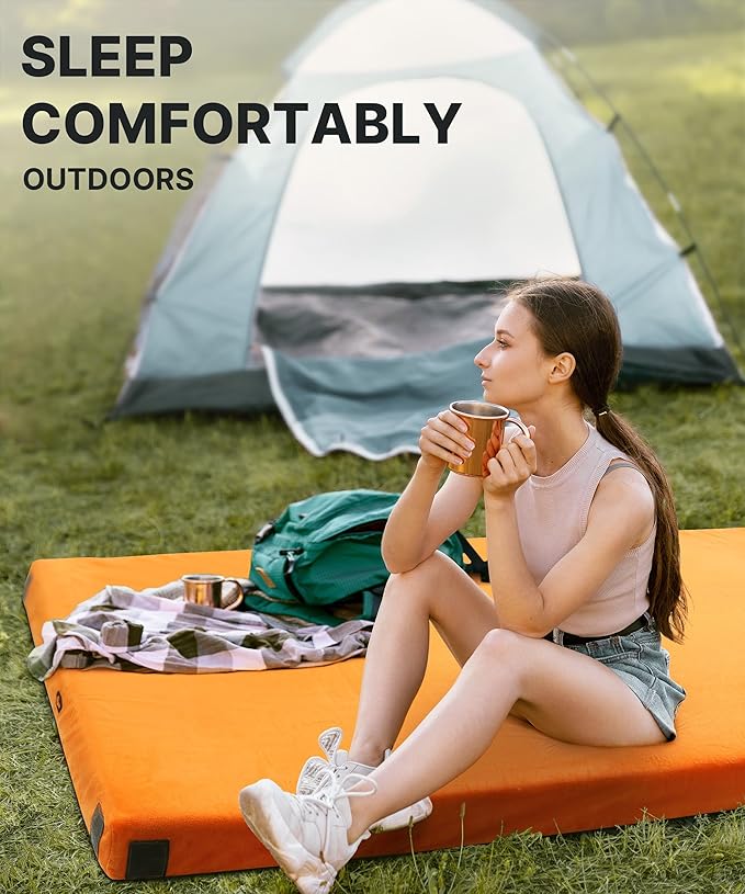 3 Inch GAIALOOP Thick Memory Foam Camping Mattress Sleeping Pad [Car/Tent/Cot] Glamping Portable
