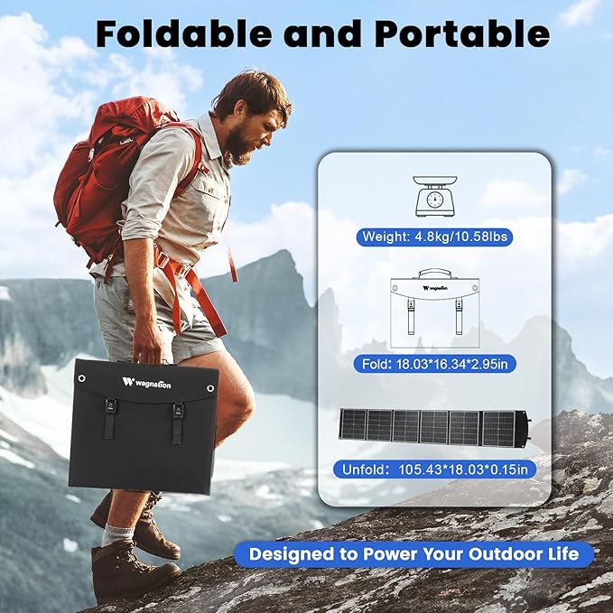 200 Watt Portable Solar Panel, Foldable Solar Panel Charger with Kickstands, QC3.0 USB-A USB-C &