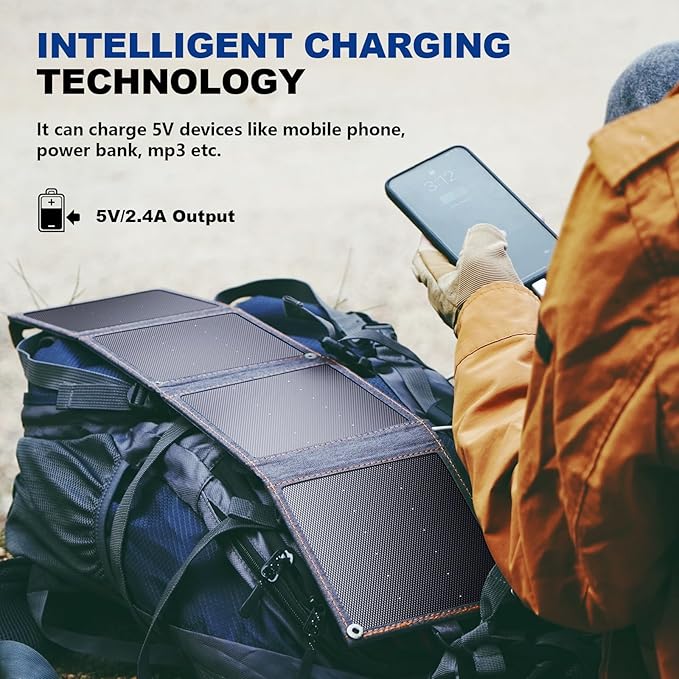 [Upgraded Tiny Solar Charger] BigBlue 14W SunPower Solar Panels with USB-A Port(5V/2.4A Max), IPX4