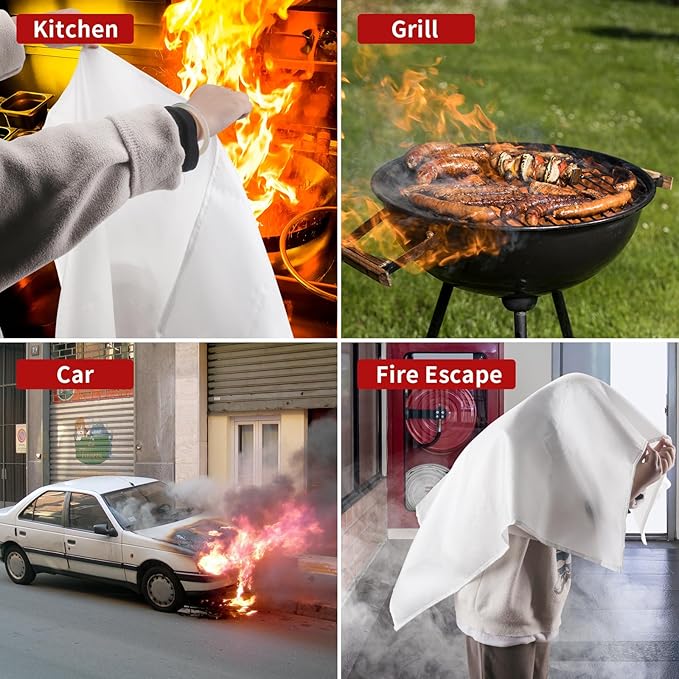 Emergency Fire Blanket - 2 Pack, Fire Suppression Blanket for Home and Kitchen, 40??x 40??