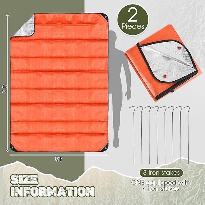 Kingdder 2 Pcs Heavy Duty Emergency Blanket for Survival 60 x 82 Inches Thermal Tarp Insulated Tent