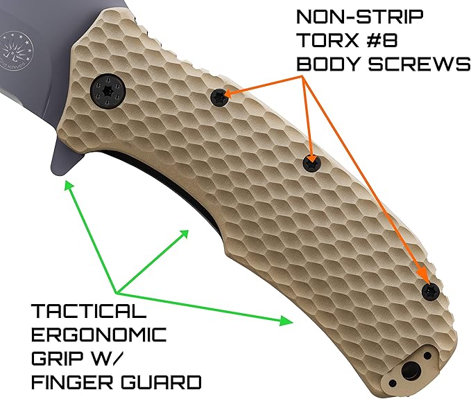 Off-Grid Knives - Rapid Fire Coyote, Large Assisted EDC, Hard Use Construction, Camping and