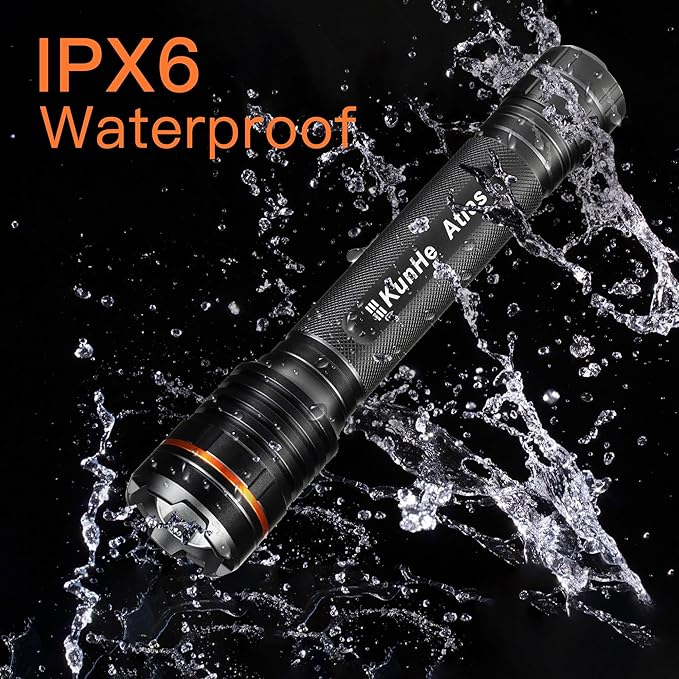 KunHe Heavy Duty 3D Cell LED Flashlights Large Aluminum Zoomable High Lumens-1200 LM Battery