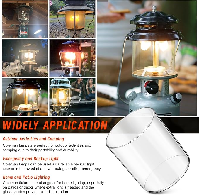 Glass Globe for Fueled Lanterns Replacement for Coleman Lantern Glass Globe, Globe for Coleman