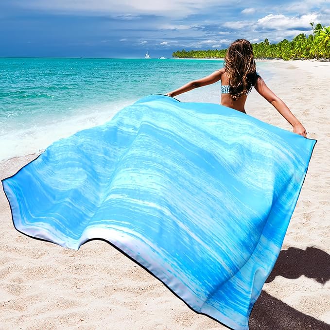 Beach Blanket Waterproof Sandproof Beach Mat 79" X 83"/10'x9'for 2-8 Adults Quick Drying Outdoor